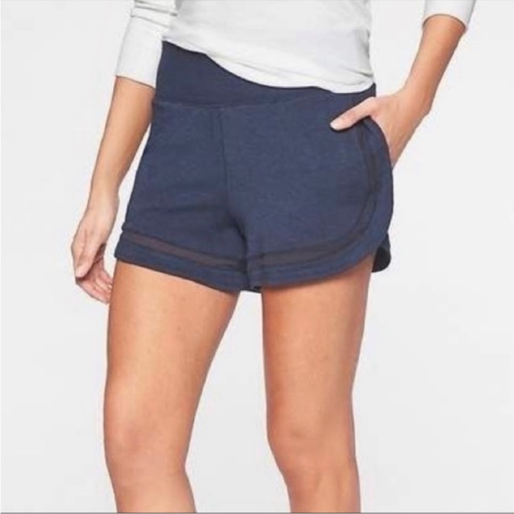 Athleta Blue Soft Modal Breathe Shorts High Rise Casual Athletic Pull On XS